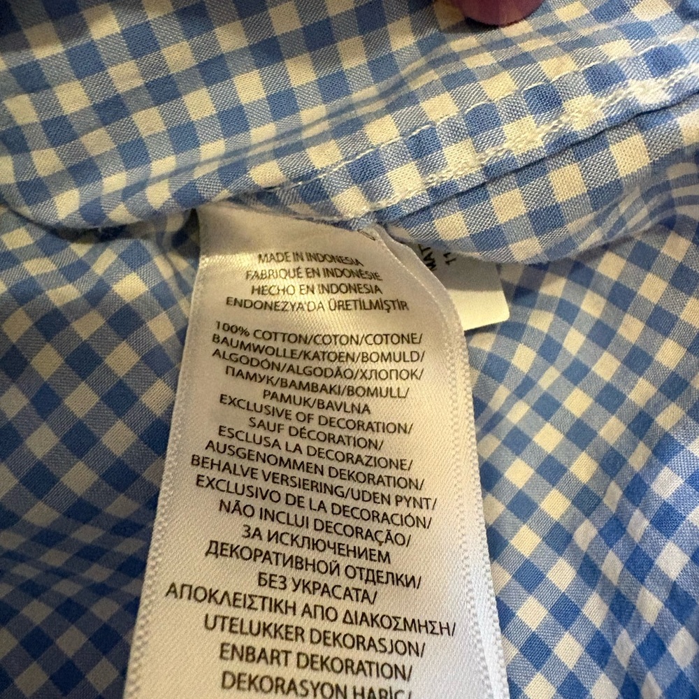 Ralph Lauren Boys Light Blue Gingham Button Up Shirt Small - Picture 4 of 4